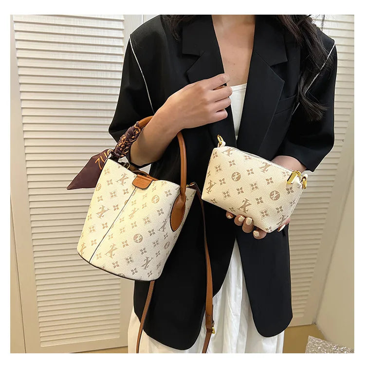 Advanced fashion bag for women 2025 new casual women's bag, large capacity bucket bag, shoulder bag, diagonal cross bag PlatiNum
