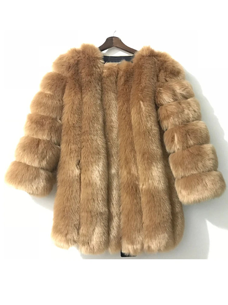 ZADORIN S-4XL Winter Luxury Faux Fox Fur Coat Slim Long Pink Red Blue Faux Fur Jacket Women Fake Fur Coats Manteau Fourrure