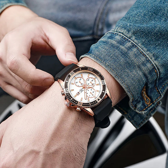 Orologi sportivi da uomo con cinturino in silicone casual Calendario di moda Orologio da polso da uomo d'affari Reloj Hombre platinumshop