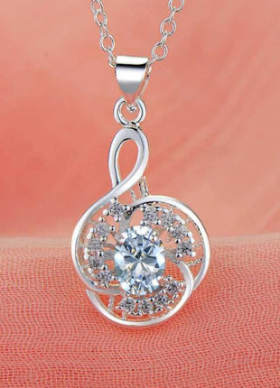 Collana con Ciondolo in Argento Sterling 925 con Zirconi per Donne, Gioielli di Alta Qualità per Matrimoni e Fidanzamenti, Regali di Moda per Feste PlatiNum