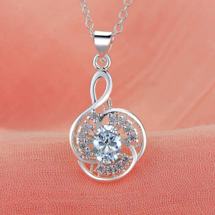Collana con Ciondolo in Argento Sterling 925 con Zirconi per Donne, Gioielli di Alta Qualità per Matrimoni e Fidanzamenti, Regali di Moda per Feste PlatiNum