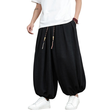 Pantaloni da uomo in seta ghiaccio, stile cinese, vestibilità ampia, alla moda, estivi, casual, sportivi, modello lanterna, taglie forti fino alla 8XL - Offerta imperdibile!