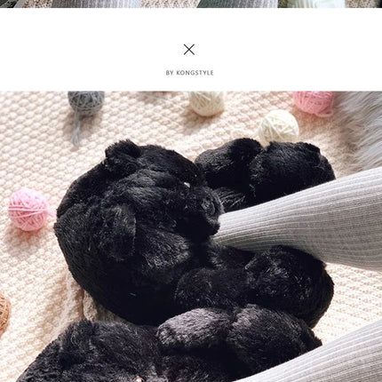 Cute Teddy Bear Plush Winter Slippers, Wrapped Heel Funny Indoor Floor Shoes, Women Gift, Warm Soft Cartoon Fluffy Animal Slippe