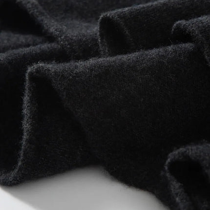 Classic Autumn Winter Wave Skirt 100% Cashmere Skirt Women A-Line Skirt Female Double Elastic Waist Pocket Warm Knit Long Dress PlatiNum