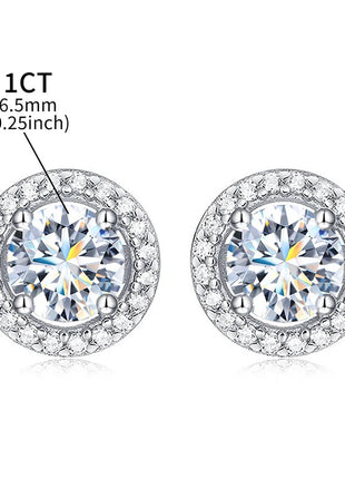 DW Certified Moissanite Diamond Stud Earrings for Women 925 Sterling Silver Round Halo Earrings Luxury Wedding Fine Jewelry PlatiNum