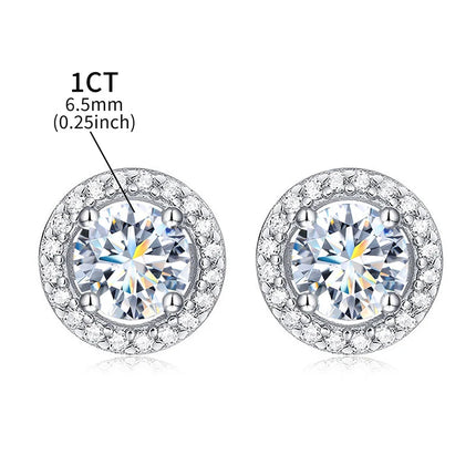DW Certified Moissanite Diamond Stud Earrings for Women 925 Sterling Silver Round Halo Earrings Luxury Wedding Fine Jewelry PlatiNum