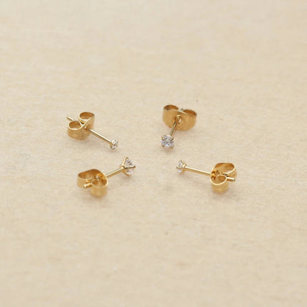 Super Mini 1.5MM 2MM zirconi in acciaio inox Push Back orecchini a bottone per uomo donna 2PC delicato Jewerlry platinumshop