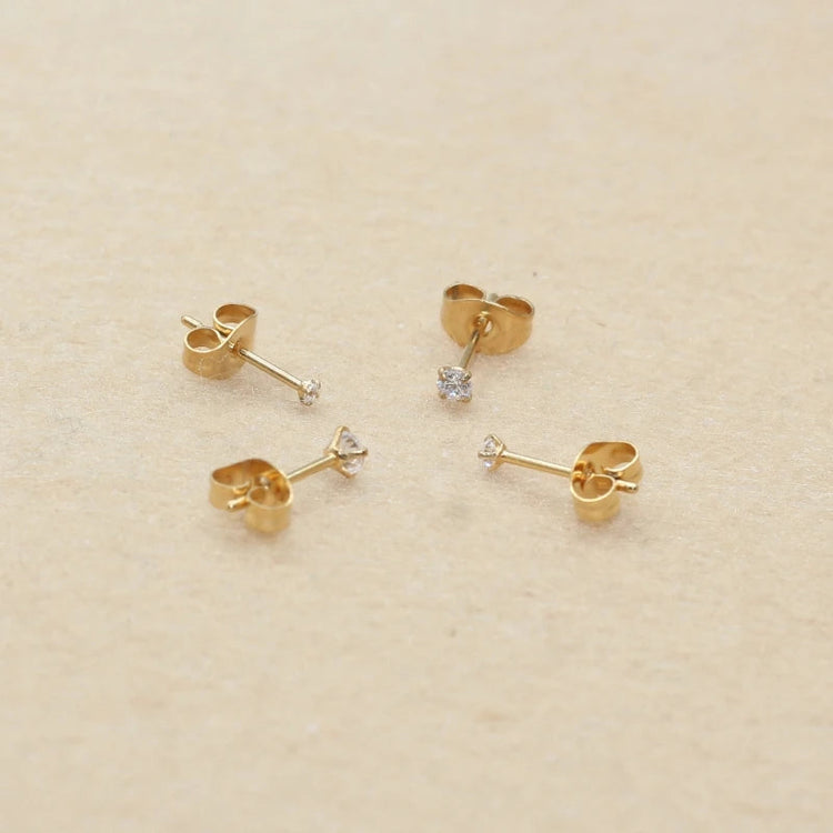 Super Mini 1.5MM 2MM zirconi in acciaio inox Push Back orecchini a bottone per uomo donna 2PC delicato Jewerlry platinumshop