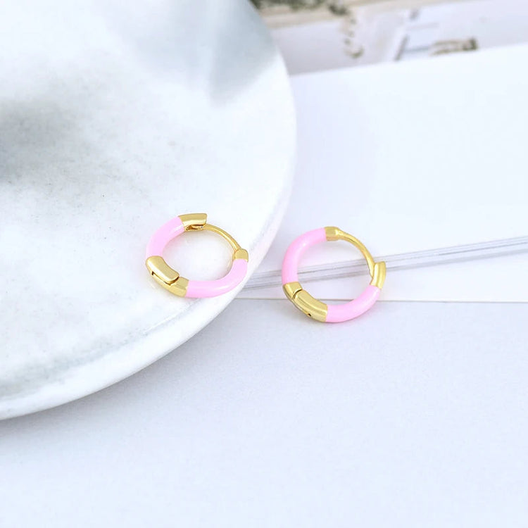 Lussuosa geometria 925 orecchio in argento sterling Ago rosa serie zircone orecchini a cerchio pendenti dolce moda regali di gioielli da sposa platinumshop