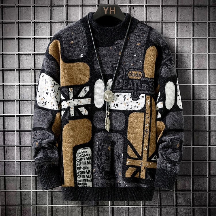 Men's fashion pullovers 2025 men winter Sweaters mens warm sweater O-neck custom pattern men sweaters autumn men size M-3XL