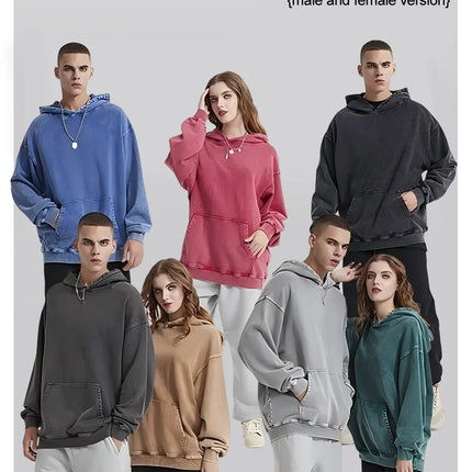 Washed Retro Hoodies 5 Colors 100%Cotton Hoody Customized Personalized Pattern Customization Pullover Team Logo Company Logo