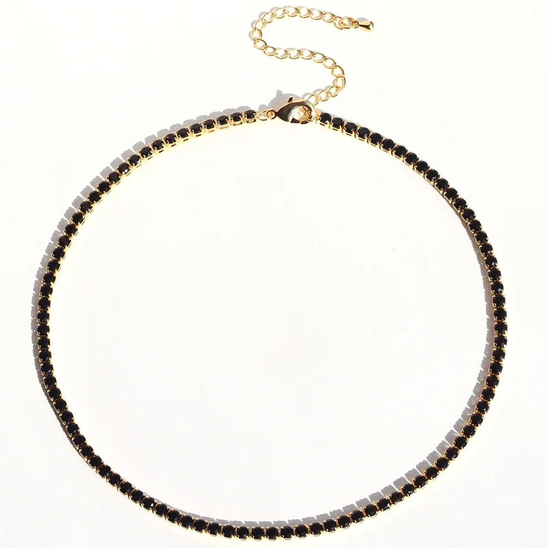 Lusso AAA + 3mm CZ 1 fila lucida catena da tennis collana HipHop ghiacciato Bling zircone cubico girocollo gioielli placcati in oro per le donne