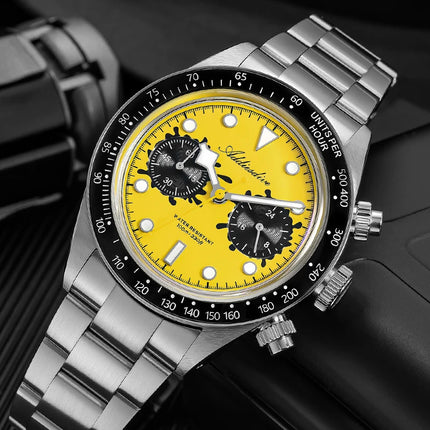 ADDIESDIVE Men Watches New VK64 Quartz Wristwatch Luxury Chronograph Luminous BGW9 Ceramic Bezel Domed Glass 100m Waterproof