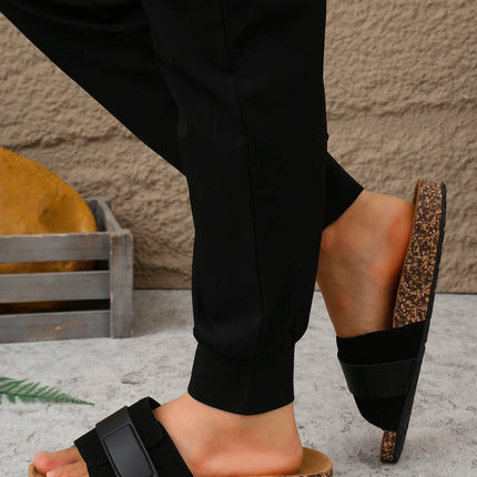Ciabatte da uomo estive, primaverili e autunnali, casual, semplici, con motivo in sughero, tomaia in PU, suola piatta, slip-on, sandali da spiaggia, adatte per uso domestico ed esterno.
