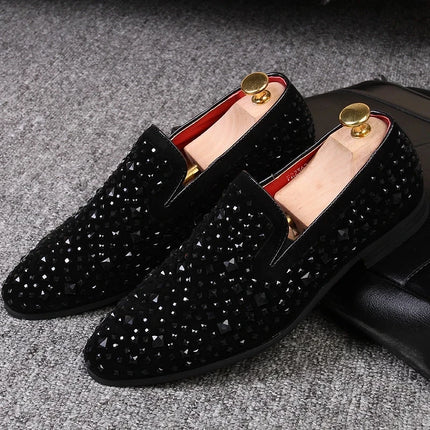 Scarpe formali da uomo strass scarpe eleganti da uomo Sepatu Slip On Pria mocassini da uomo scarpe da sposa Moda Italiana De Hombre Bona Zapatos