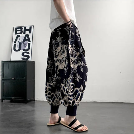 Pantaloni Estivi da Uomo 2026 in Cotone Leggero Sottile Comodi da Spiaggia, Pantaloni Larghi Casual Hip Hop Stampati, Pantaloni Jogger Oversize alla Moda