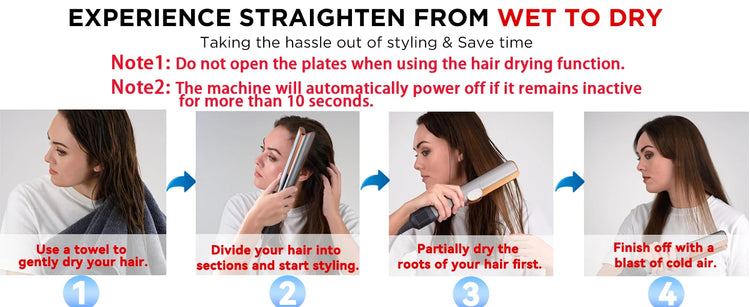 SenCiciMen 2-in-1 Air Straight & Dryer Combo - Negative Ion Heated Flat Iron for Fast, Long-Lasting Hairstyling at Home & Salon