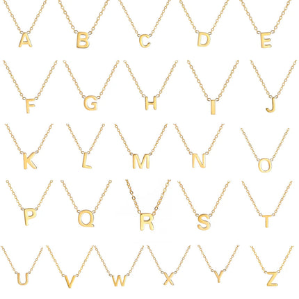 Skyrim Stainless Steel A-Z Initial Letter Necklace for Women Trend Minimalist Alphabet Choker Neck Chain Jewelry Birthday Gift PlatiNum