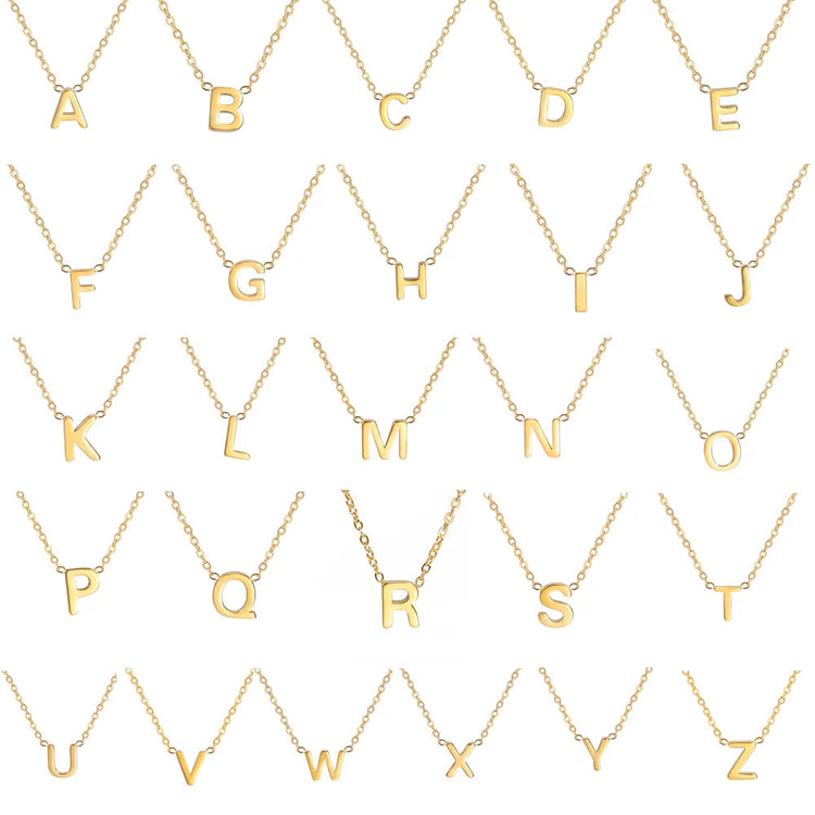 Skyrim Stainless Steel A-Z Initial Letter Necklace for Women Trend Minimalist Alphabet Choker Neck Chain Jewelry Birthday Gift PlatiNum