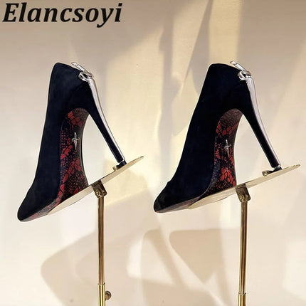 Vendita calda Scarpe da banchetto Décolleté da donna Scarpe eleganti con tacco alto in metallo Scarpe da ballo in pelle nera Scarpe da festa sexy autunnali per donna platinumshop