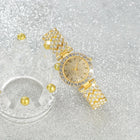 2 pezzi e 1 pezzo elegante orologio in cristallo orologio al quarzo con cinturino in cristallo pieno di lusso semplice alla moda in acciaio inossidabile platinumshop