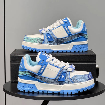 Autumn new trendy brand chubby shoes lace-up low-top casual thick-soled shoes