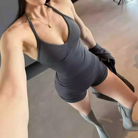 2Pcs Impacts Gym Set Tank Tops High Waist Scrunch Seamless Shorts Gym Suit Fitness Clothes Activewear Workout