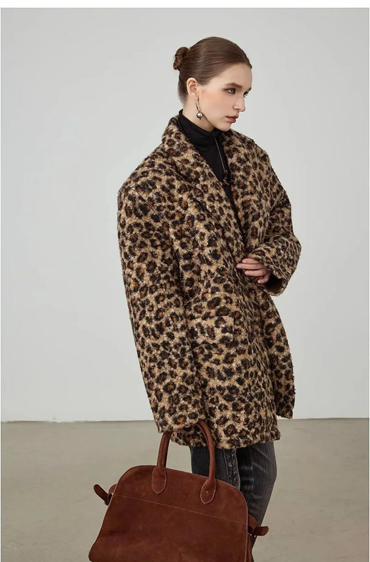 ZADORIN High Street Elegant Leopard Suit Faux Fur Jacket Long Cool Double Faced Faux Fur Coat Woman Autumn Winter Clothes Coats