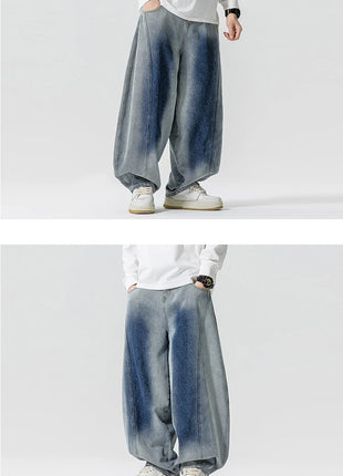 Jeans Pantaloni casual stile americano da uomo Pantaloni lanterna da uomo larghi alla moda Streetwear Pantaloni hip-hop da uomo in denim oversize a gamba larga