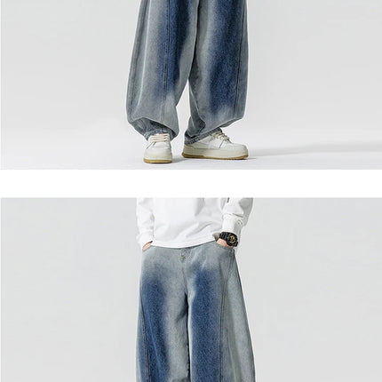 Jeans Pantaloni casual stile americano da uomo Pantaloni lanterna da uomo larghi alla moda Streetwear Pantaloni hip-hop da uomo in denim oversize a gamba larga