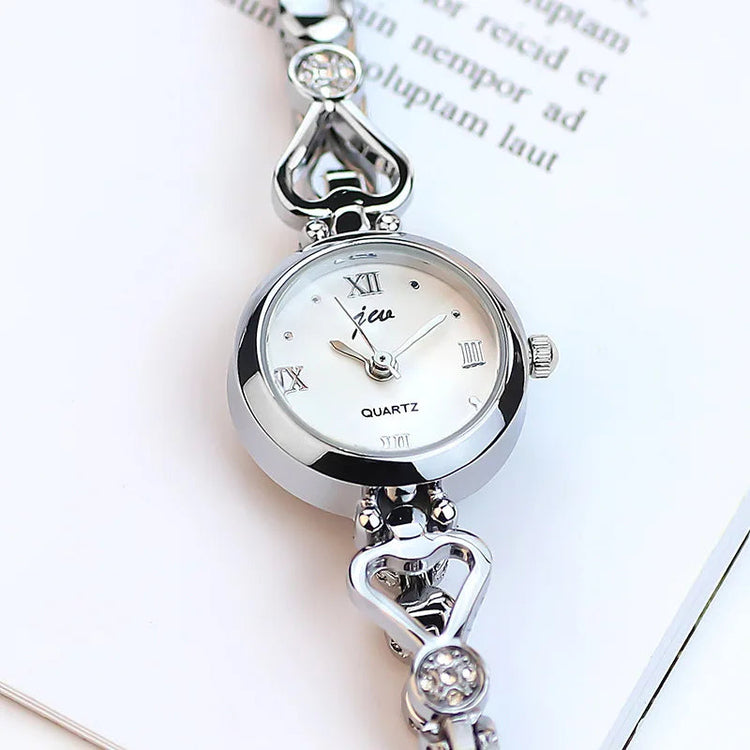 Orologio da polso da donna Orologio da polso di lusso da donna in argento rosa oro squisito con strass Orologio Relogio al quarzo femminile alla moda semplice platinumshop