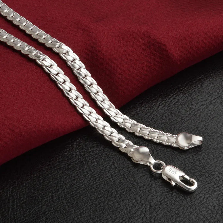 Collana in argento sterling 925 con catena laterale da 5 mm da 16/18/20/22/24 pollici per donna uomo gioielli di fidanzamento di nozze di moda PlatiNum