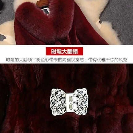 2026 Autumn/Winter New Imitation Fur Coat Middle Aged Mother Thicken Warm Fur Collar Coats Women's Medium Length Slim Overcoat