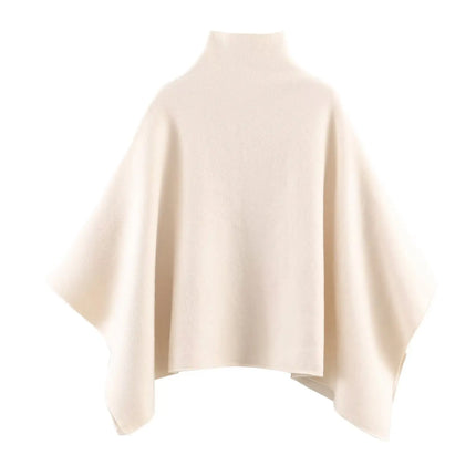 HH Women's New Fashion Versatile Solid Stand Collar Knitted Cape Coat Female Casual High Street Asymmetric 3-Colors Jacket Mujer