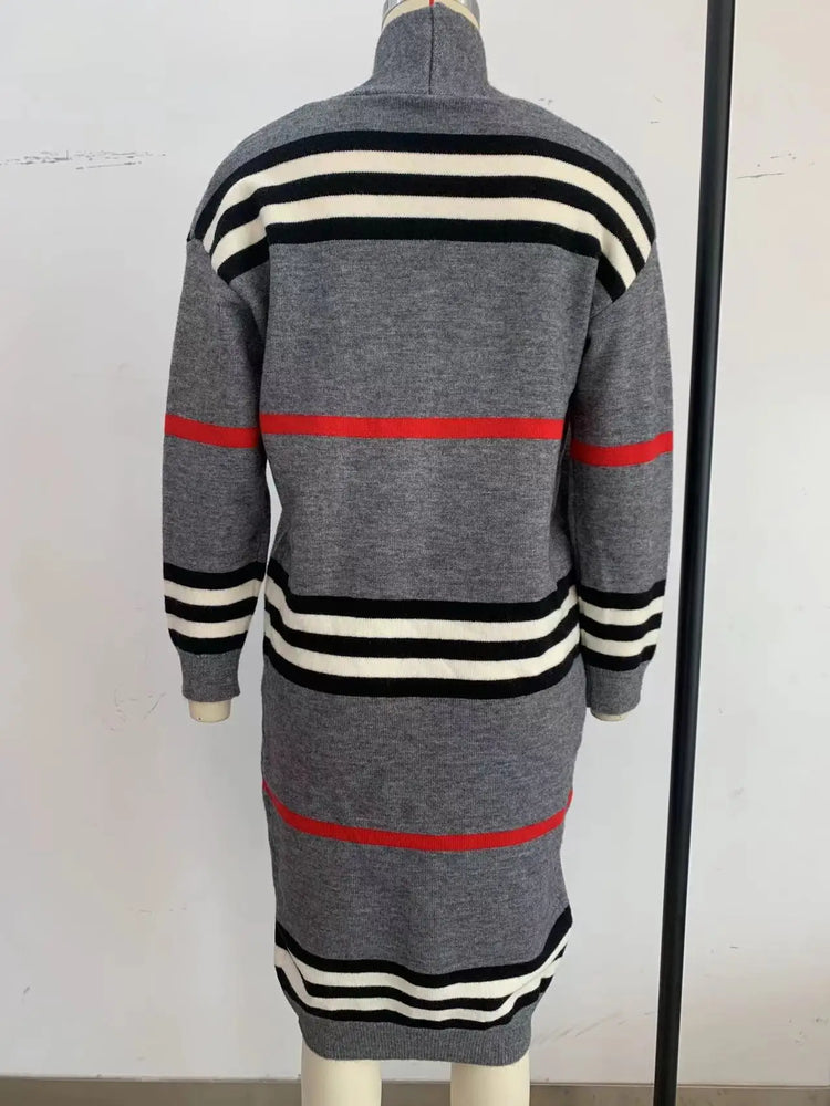 Print Long Cardigan For Women 2025 New Autumn Winter Clothes Knit Loose Outerwear Soft Sweater Coat Streetwear Fashion Cover Up