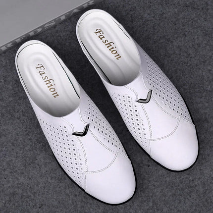 2024 Adulto Estate Mezza Trascinare Piselli In Pelle Mens Scarpe Da Guida Penny Mocassini da Uomo Mocassini Uomo Muli Tenis Masculino Bianco