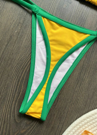 Costume da Bagno Bikini Brasiliano Ricamato a Contrasto con Patchwork per Donna - Set Estivo da Spiaggia platinumshop