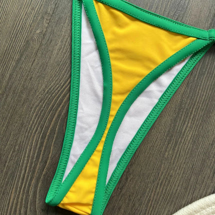 Costume da Bagno Bikini Brasiliano Ricamato a Contrasto con Patchwork per Donna - Set Estivo da Spiaggia platinumshop