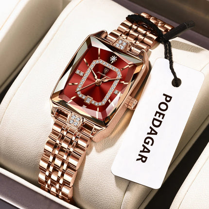 POEDAGAR Orologio da donna di lusso Impermeabile Data Orologio da polso da donna casual di alta qualità Orologio da donna elegante al quarzo in acciaio inossidabile platinumshop