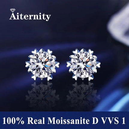 GRA 925 Sterling Silver D VVS1 Moissanite Earrings Diamond Tester Positive Snow Stud Zircon Women Sparkling Wedding Jewelry PlatiNum