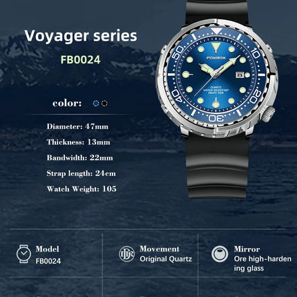 FOXBOX Top Brand Fashion Diver Watch Men 50ATM Waterproof Date Clock orologi sportivi orologio da polso al quarzo da uomo Relogio Masculino platinumshop
