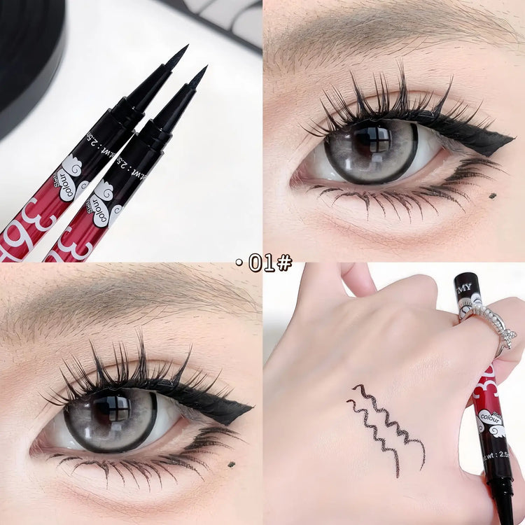 0.01mm Ultra Fine Liquid Eyeliner Pen Waterproof SmudgeProof Fast Drying Eyeliner Cotton Tip Long Lasting Black Eye Liner Makeup