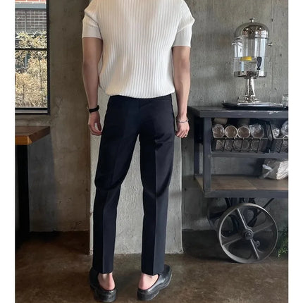 Men's Slim Fit Solid Color Stretchy Polo Shirt Sexy Fashion Trendy Cotton Casual Top Comfortable Elastic Summer Clothes