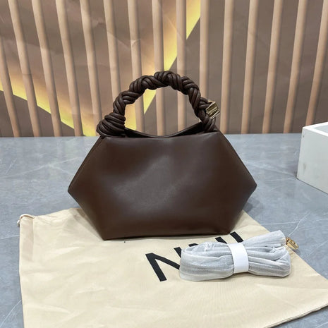 Borsa a tracolla/da spalla da donna in morbida pelle di alta qualità, con manico in corda intrecciata, elegante e casual per l'uso quotidiano.