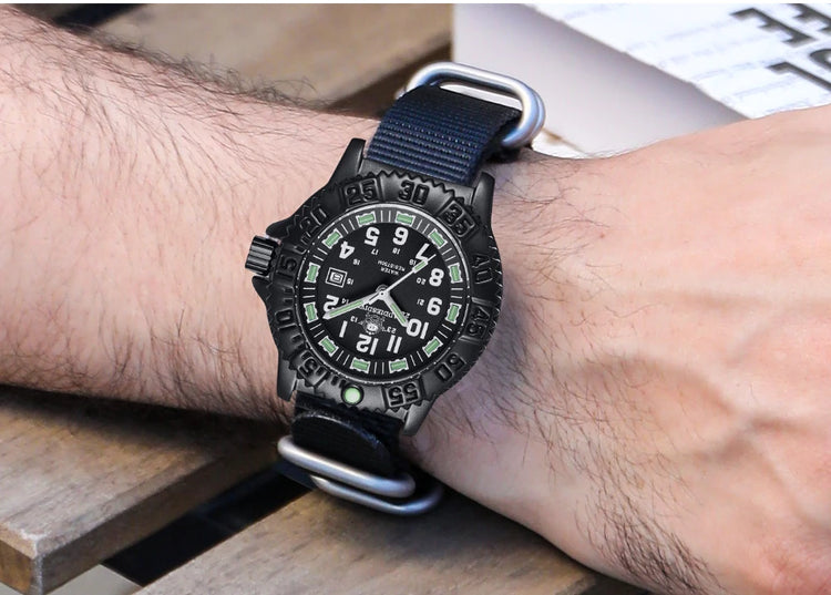 ADDIESDIVE Luxury Men Watch Luminous Dial 50m Water Resistance Date Display Outdoor Casual Men's Quartz Men Watch Nylon Strap