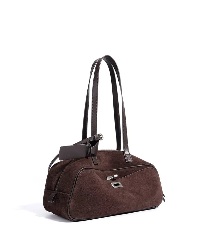 MENDY Borsa in pelle scamosciata Borsa a tracolla con cuscino in pelle Borsa casual ascellare da donna unica in morbida pelle Novità nella borsa tote Designer di lusso