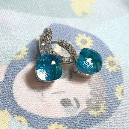 Classic Candy Color Earrings Inlay Transparent Zircon 27Colors Crystal Earrings Platinum Plated Fashion Jewelry For Women PlatiNum
