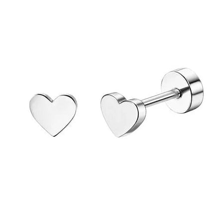 Florideco 1 paio di orecchini a bottone ipoallergenici con retro piatto per donna uomo orecchini a bottone per cartilagine in acciaio inossidabile chirurgico platinumshop