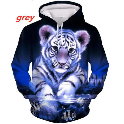 New Tiger Hoodies Animal 3D Print Men Women Streetwear Hooded Sweatshirts Hip Hop Oversized Y2k Hoodie Pullovers Unisex Clothing