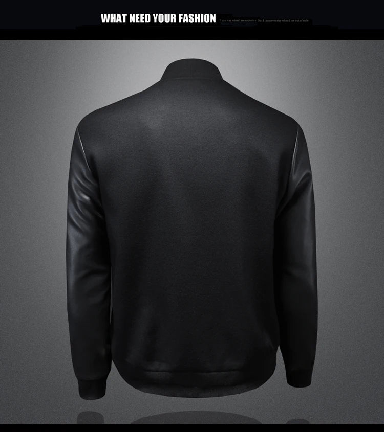 Minglu Spring Autumn Stand Collar Men's Jackets Luxury Bee Embroidery Single Breasted Sport Casual Male Coats Man Overcoat 5XL